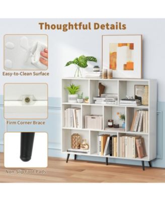 10-Cube Bookcase with 5 Tapered Metal Legs and Anti-Tipping Kits