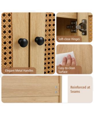 Rattan Door Buffet Cabinet with Adjustable Shelf