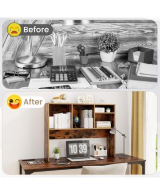 Desktop Bookcase with 4 Cubbies and Open Back Compartment