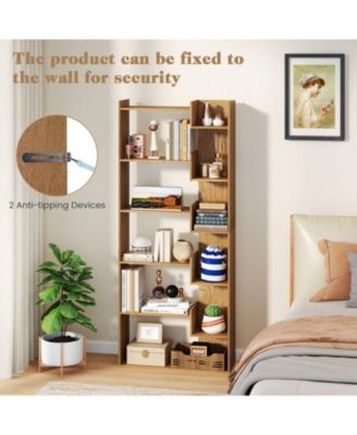 6-Tier Wooden Bookcase with Open Display Shelves