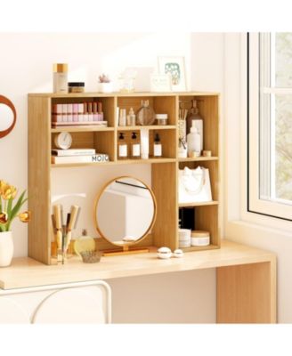 Desktop Bookshelf with 7 Cubbies and Adjustable Shelves