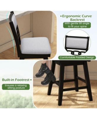 Swivel Bar Stools Set of Two with Upholstered Backrest