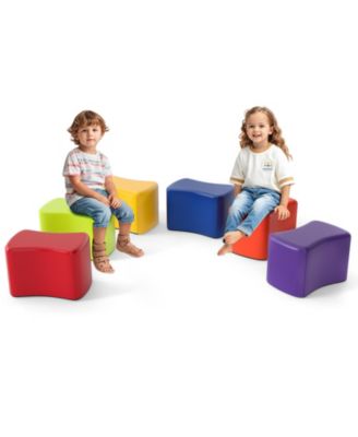 Six Piece Modular Kids Stool Set with Butterfly Design