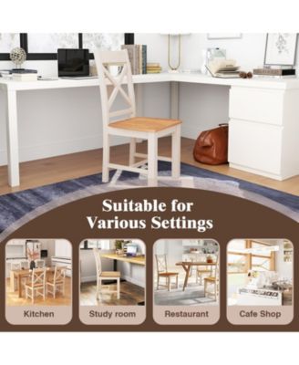 Wooden Dining Chairs Set of Two with High Back Design