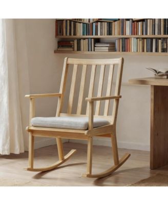  Rubber Wood Rocker Chair with Cushion