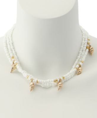 White Vintage Luxe Shell Beaded Layered Necklace