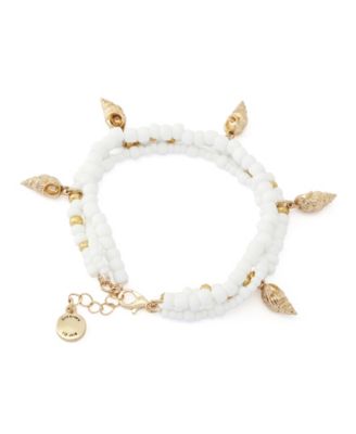 White Vintage Luxe Shell Beaded Layered Bracelet