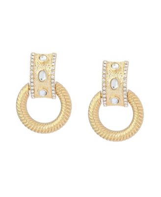Faux Stone Ring Doorknocker Earrings