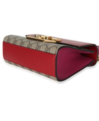 Red GG Supreme Canvas Small Padlock Shoulder Bag