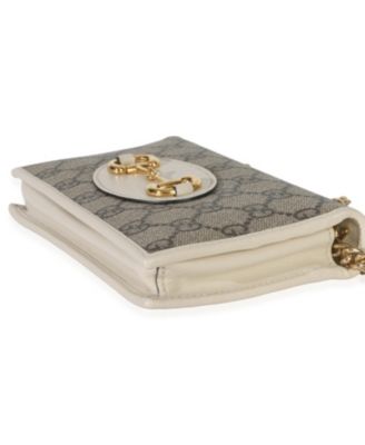 White GG Supreme Monogram Azalea Calfskin Horsebit 1955 Wallet On Chain