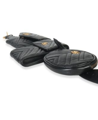 Black Matelasse Calfskin GG Marmont Triple Pouch Belt Bag