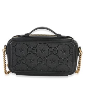 Black GG Star Embossed Calfskin Mini GG Chain Bag