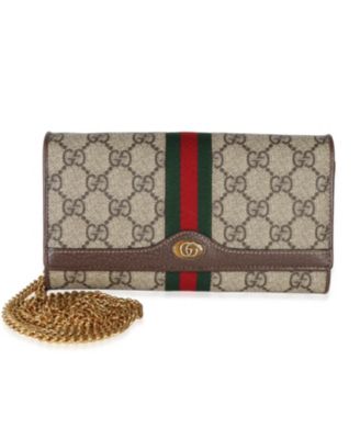 Beige GG Supreme Canvas Ophidia Wallet On Chain
