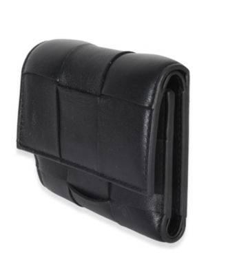 Black Cassette Intrecciato Small Trifold Wallet