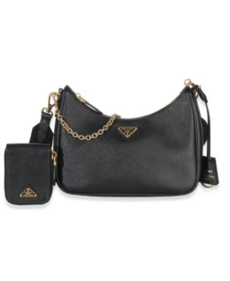 Black Saffiano Lux Re-Edition 2005 Shoulder Bag