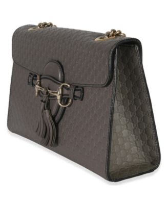 Grey Guccissima Emily Leather Medium Chain Shoulder Bag