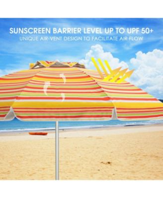 6.5 ft Portable Beach Umbrella with UPF 50+ Sun Protection Sand Anchor and Carry Bag