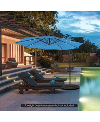 10 ft Solar Powered Cantilever Patio Umbrella with 32 LED Lights and Tilt System