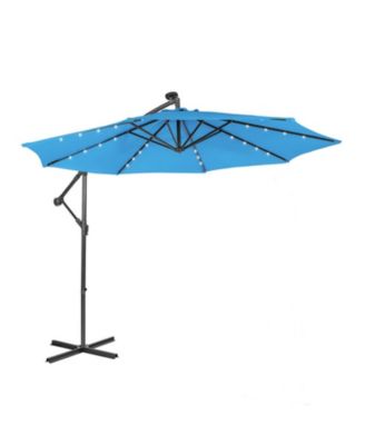 10 ft Solar Powered Cantilever Patio Umbrella with 32 LED Lights and Tilt System