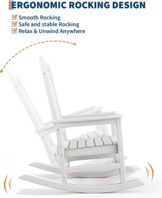 Poly Lumber Rocking Chair Outdoor Set of 2 with Side Table - HDPE High Back Porch Rocker Chairs for Adults
