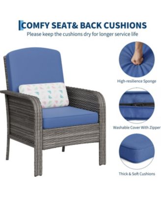 2-Piece All-Weather PE Wicker Patio Set with High Back Chairs and Cushions