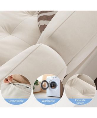 90 in 3 Seater Sofa Counch Velvet Upholstered Oversized Loveseat with Soft Spacious Armrests, Comfy Button Tufted Couch for Living Room