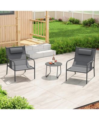 3 Piece Patio Set Outdoor Table and Chairs Bistro Set Small Front Porch Balcony Furniture