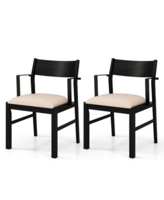 Dining Chair Set of 2 with Contoured Back and Cushioned Seat