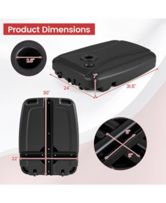 225 lb Cantilever Patio Umbrella Base with Built-In Wheels T-Shaped Cross Frame