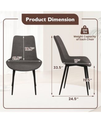 Dining Chairs Set of 4 with Upholstered Seats and Metal Legs