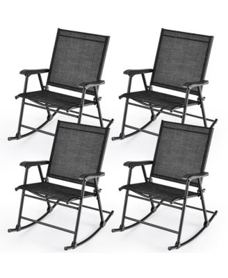 4pcs Patio Folding Rocking Chair Heavy-Duty Metal Frame Rockers Outdoor