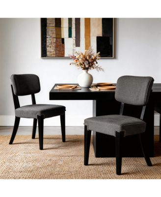 Modern Dining Chairs Set of 2, Fabric Upholstered Kitchen Chairs with Solid Wood Legs for Dining Room, Living Room