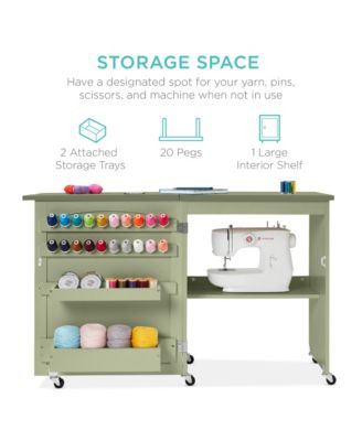 Sewing Machine Table and Desk w/ Craft Storage and Trays