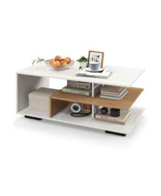 Coffee Table with L Shaped Middle Shelf