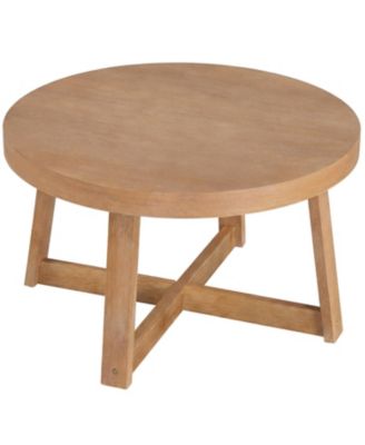 Round Coffee Table Farmhouse Rubber Wood Legs