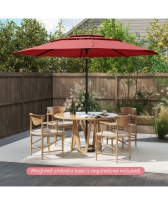 10 ft Three-Tier Vented Patio Umbrella with Push-Button Tilt and Crank Handle