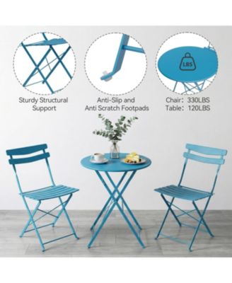 3-Piece Foldable Metal Bistro Set with Round Table, Compact for Small Spaces
