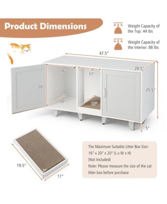 Cat Litter Box Enclosure Hidden Cat Washroom w/ 2 Doors