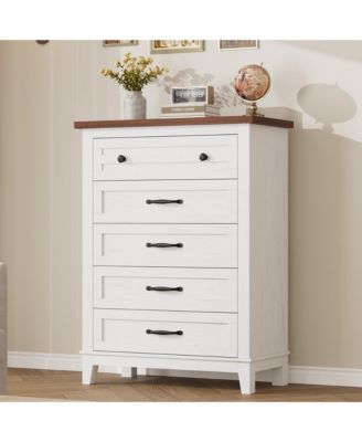 5 Dresser for Bedroom, 41.3 in Tall Vertical Drawer Dresser with Large Storage, Freestanding Wooden Closet Chest for Bedroom, Living Room