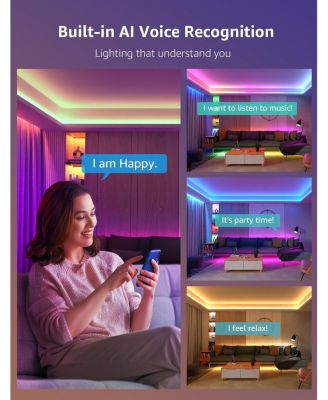 S1 AI Smart RGBIC LED Strip Lights for Party Holiday Room Decor, Rainbow Chasing Effects, APP Control No Remote, WiFi Bluetooth