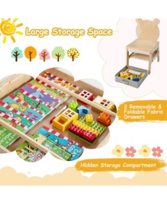 Kids Table and Chairs Set with Reversible Whiteboard Top