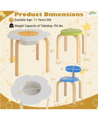 Flower Shaped Kids Activity Table Set with Chairs and Stools