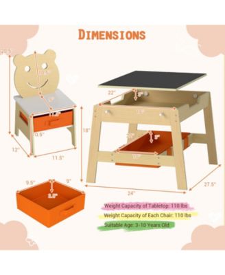 Toddler Table and Chairs Five in One Art Desk with Boards