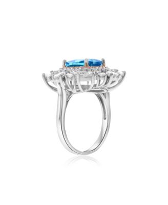 Cubic Zirconia Halo Cocktail Ring in Sterling Silver
