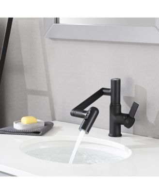 Bathroom Sink Faucet with Spray Function, Temperature Display, Anti-Slip Switch, Hot and Cold Controls, and 360degree(s) Swivel Spout