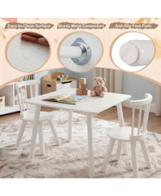 Kids Wooden Table and Chairs Set Three Piece Toddler Furniture