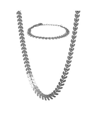 Elara Chevron Necklace and Bracelet Set Trendy Statement