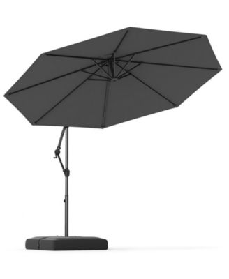 10 ft Cantilever Patio Umbrella with Infinite Tilt 360-Degree Rotation and Weighted Base