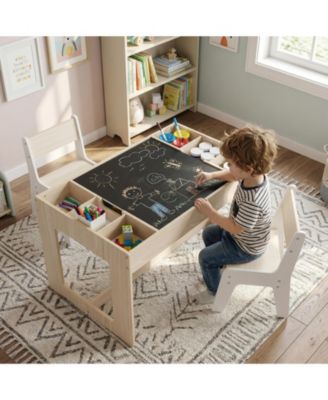 Multifunctional Kids Table and Chairs Set with Chalkboard