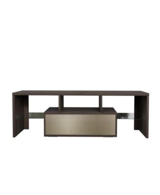 Modern TV Stand with LED Light, Media Console Entertainment Center for 50 Inch TV with Toughened Glass Shelf for Living Room